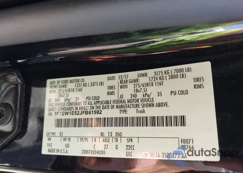 2018 Ford F-150 Xlt from USA, damaged, VIN 1FTEW1E52JFB61592